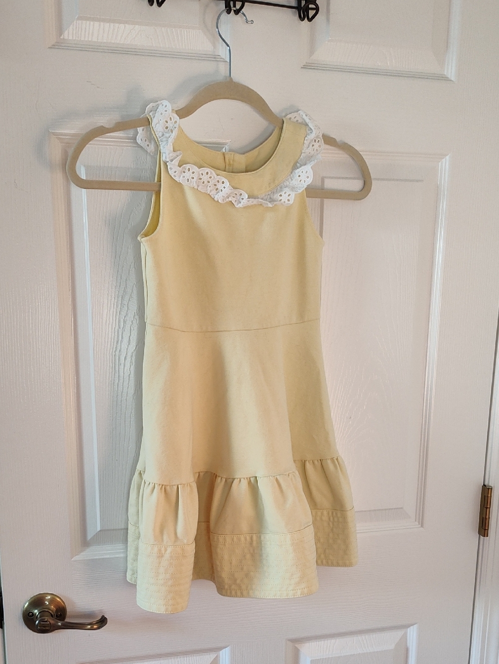 Janie and Jack Pale Yellow Eyelet-Trim Tiered Dress